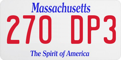 MA license plate 270DP3