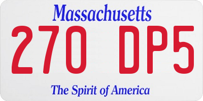 MA license plate 270DP5
