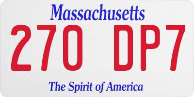 MA license plate 270DP7