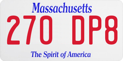 MA license plate 270DP8