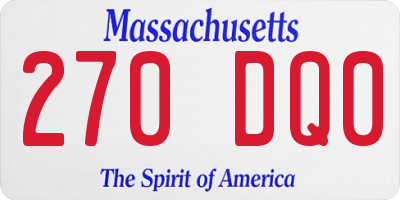 MA license plate 270DQ0