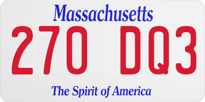 MA license plate 270DQ3