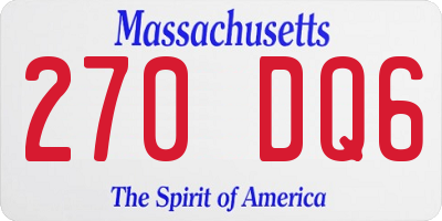 MA license plate 270DQ6
