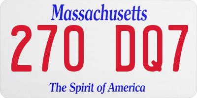 MA license plate 270DQ7