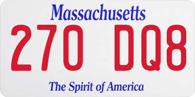 MA license plate 270DQ8