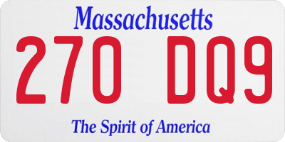 MA license plate 270DQ9