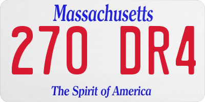 MA license plate 270DR4