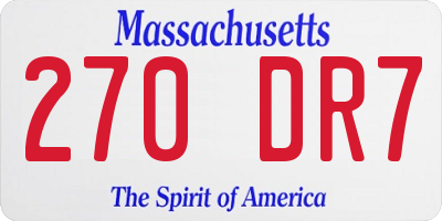 MA license plate 270DR7