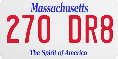 MA license plate 270DR8