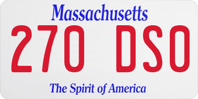 MA license plate 270DS0