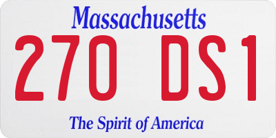 MA license plate 270DS1