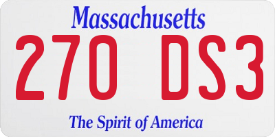MA license plate 270DS3