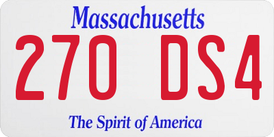 MA license plate 270DS4