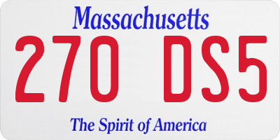 MA license plate 270DS5