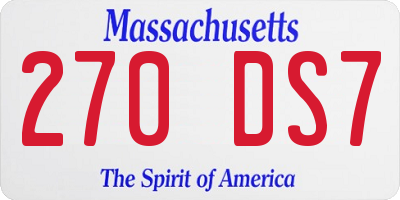 MA license plate 270DS7