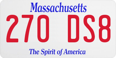 MA license plate 270DS8