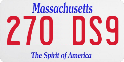 MA license plate 270DS9