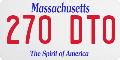 MA license plate 270DT0