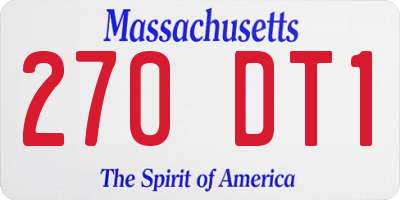 MA license plate 270DT1