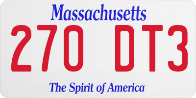 MA license plate 270DT3