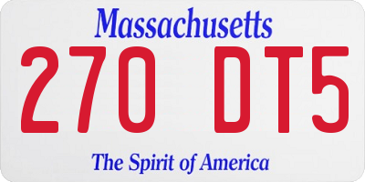 MA license plate 270DT5