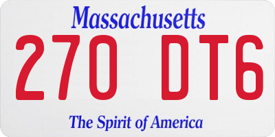 MA license plate 270DT6