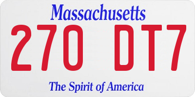 MA license plate 270DT7