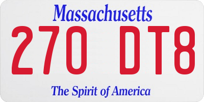 MA license plate 270DT8