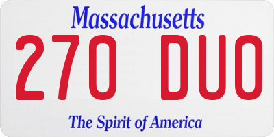 MA license plate 270DU0