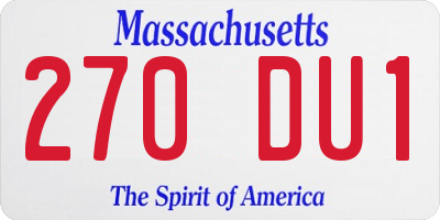 MA license plate 270DU1