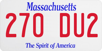 MA license plate 270DU2