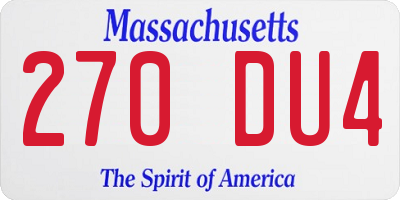 MA license plate 270DU4