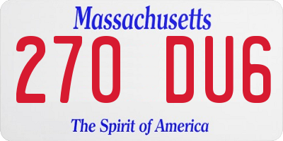 MA license plate 270DU6