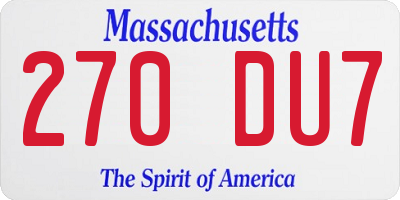 MA license plate 270DU7