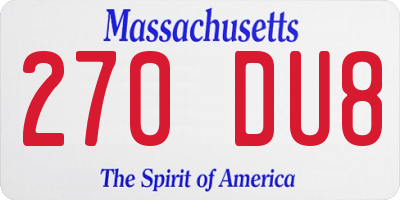 MA license plate 270DU8