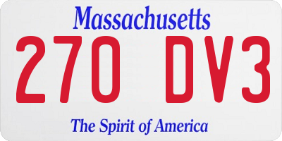 MA license plate 270DV3