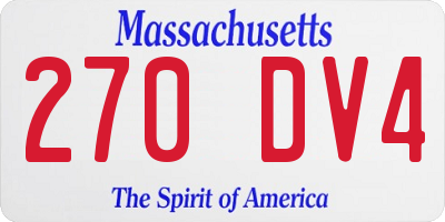 MA license plate 270DV4