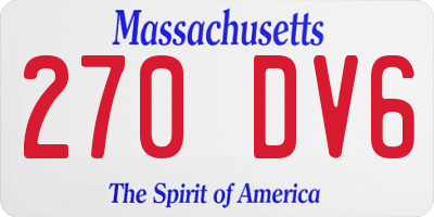 MA license plate 270DV6