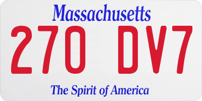 MA license plate 270DV7
