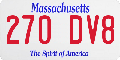 MA license plate 270DV8
