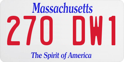 MA license plate 270DW1