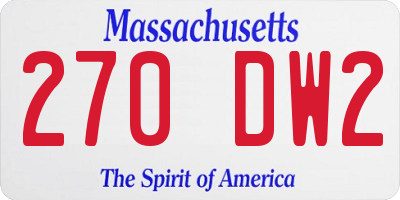 MA license plate 270DW2