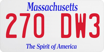 MA license plate 270DW3
