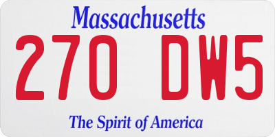 MA license plate 270DW5