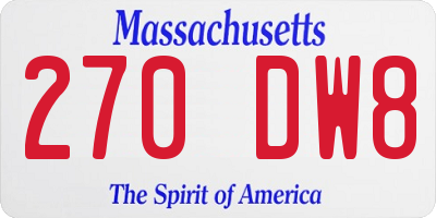 MA license plate 270DW8