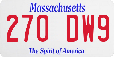 MA license plate 270DW9