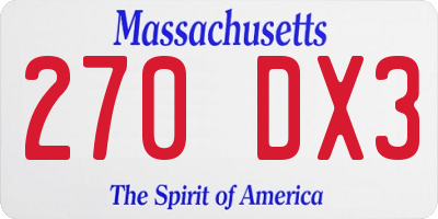 MA license plate 270DX3