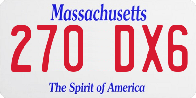 MA license plate 270DX6