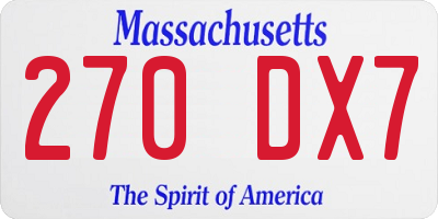 MA license plate 270DX7