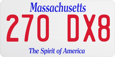 MA license plate 270DX8